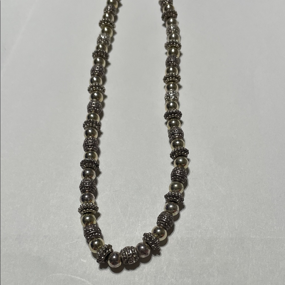 16” Napier Vintage Silver Tone Necklace- Metallic Caviar Bead